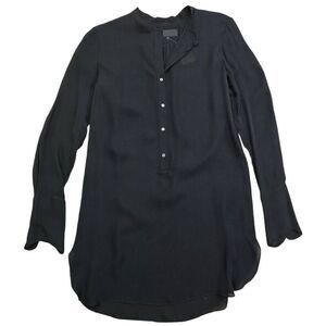 Nili Lotan Mini Shirt Dress Women's Small Black 100% Silk Tunic Formal Party‎
